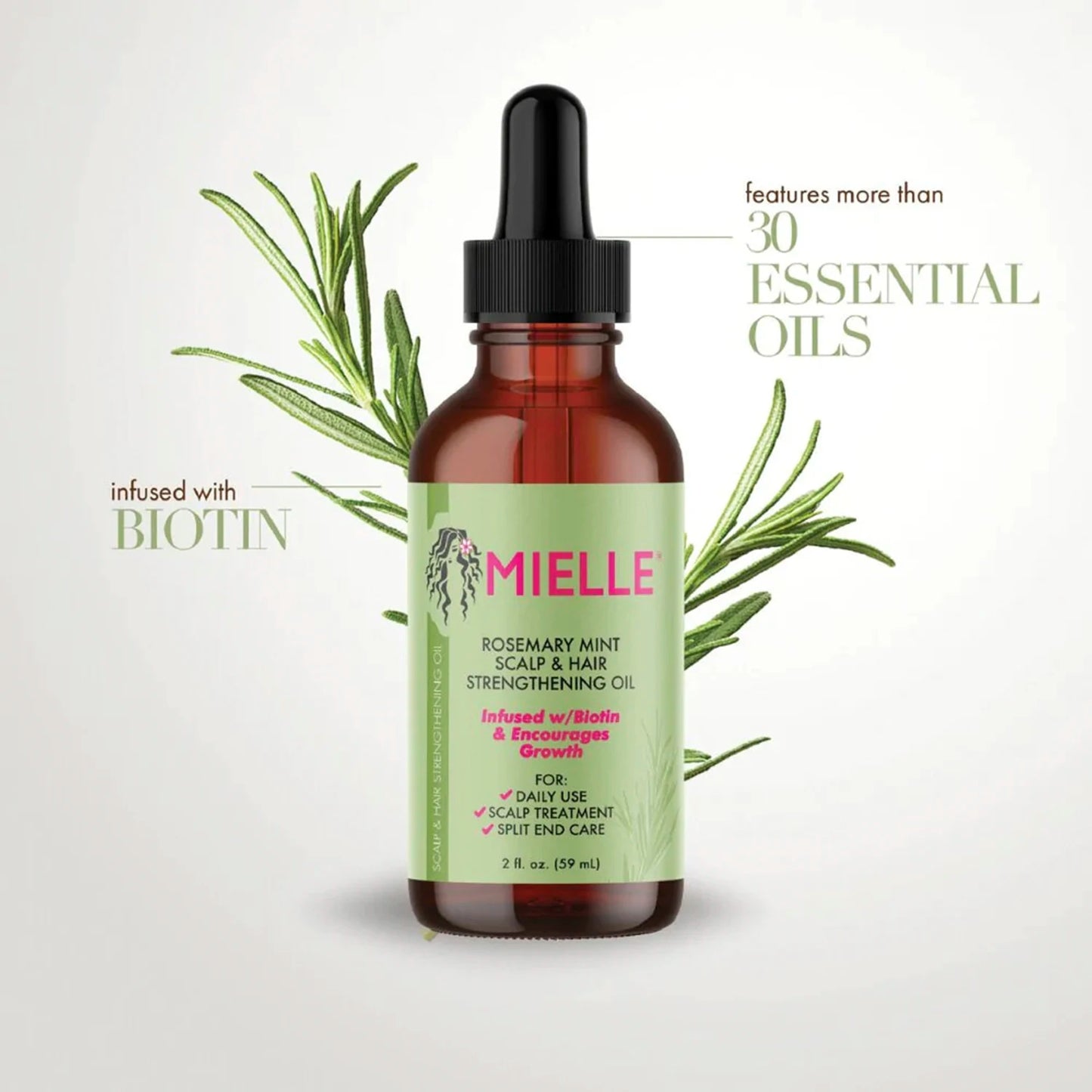 Mielle Rosemary Mint Scalp & Hair Strengthening Oil (2oz, 2-Pack) - Nourish, Strengthen & Revitalize