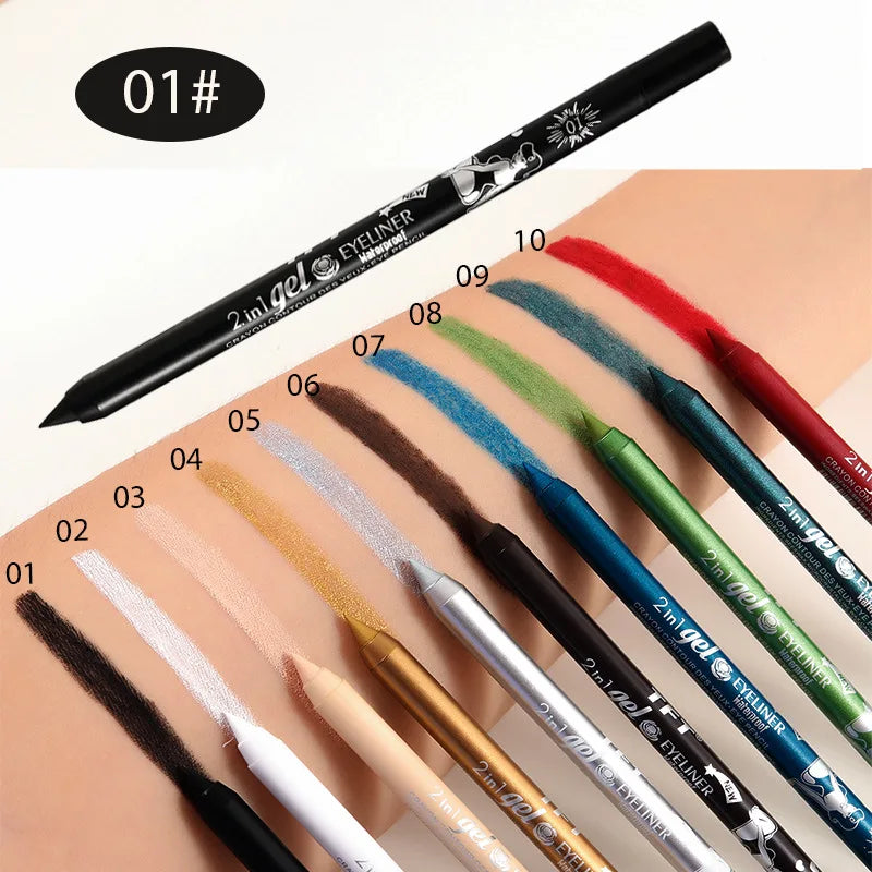 Waterproof Eyeliner Gel Pencil Red Brown White Ultra-slim Soft Easy Wear High Pigment Lip Liner Professional Lasting Eyes Makeup