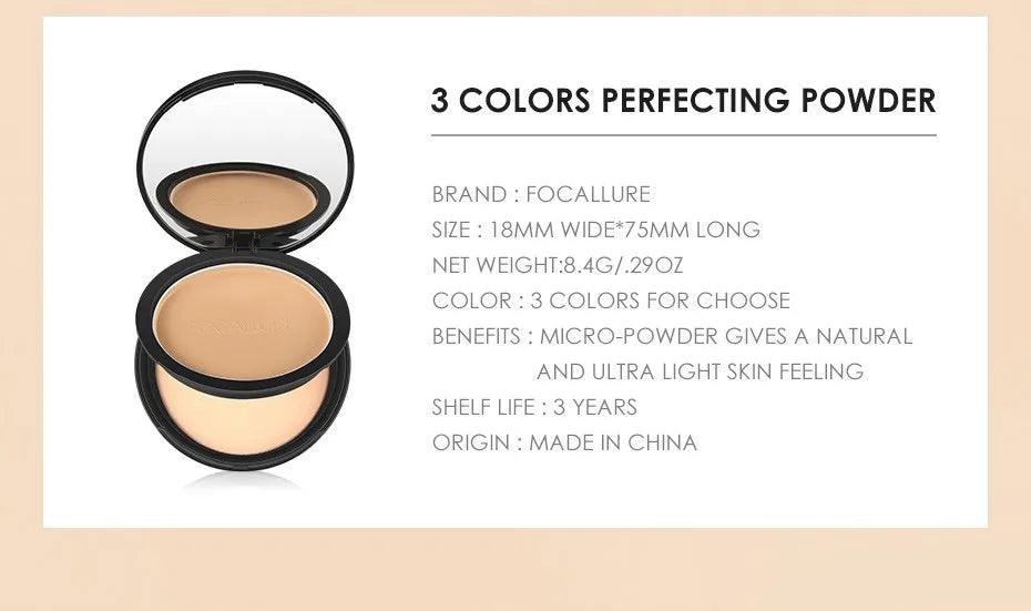 FOCALLURE 9 Colors Pressed Powder Waterproof Long-lasting Full Coverage Face Compact Setting Powder Makeup Foundation Cosmetics - Urbanew