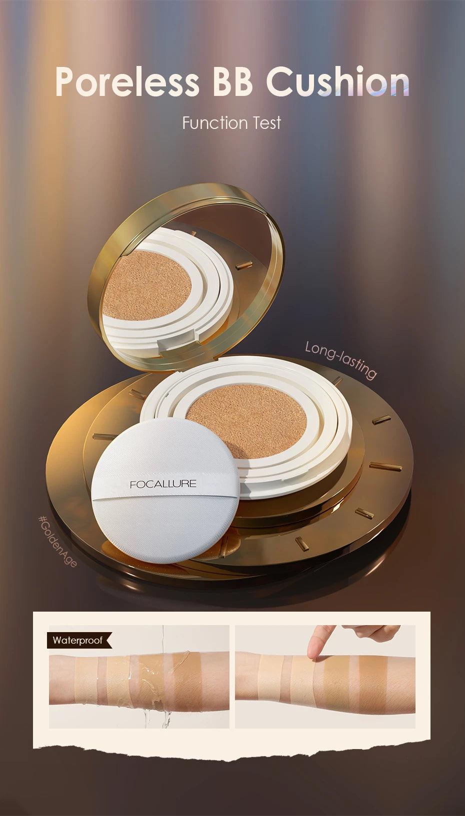 FOCALLURE Waterproof Matte Air Cushion Poreless BB＆CC Cream High Coverage Oil-control Soft Face Makeup Foundation Base Cosmetics - Urbanew