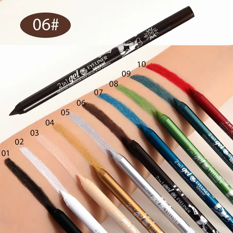 Waterproof Eyeliner Gel Pencil Red Brown White Ultra-slim Soft Easy Wear High Pigment Lip Liner Professional Lasting Eyes Makeup