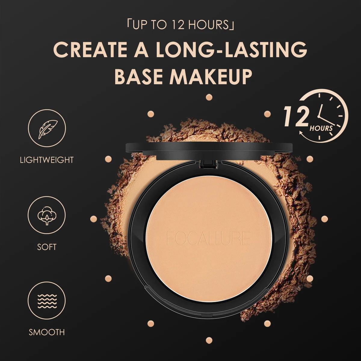 FOCALLURE 9 Colors Pressed Powder Waterproof Long-lasting Full Coverage Face Compact Setting Powder Makeup Foundation Cosmetics - Urbanew