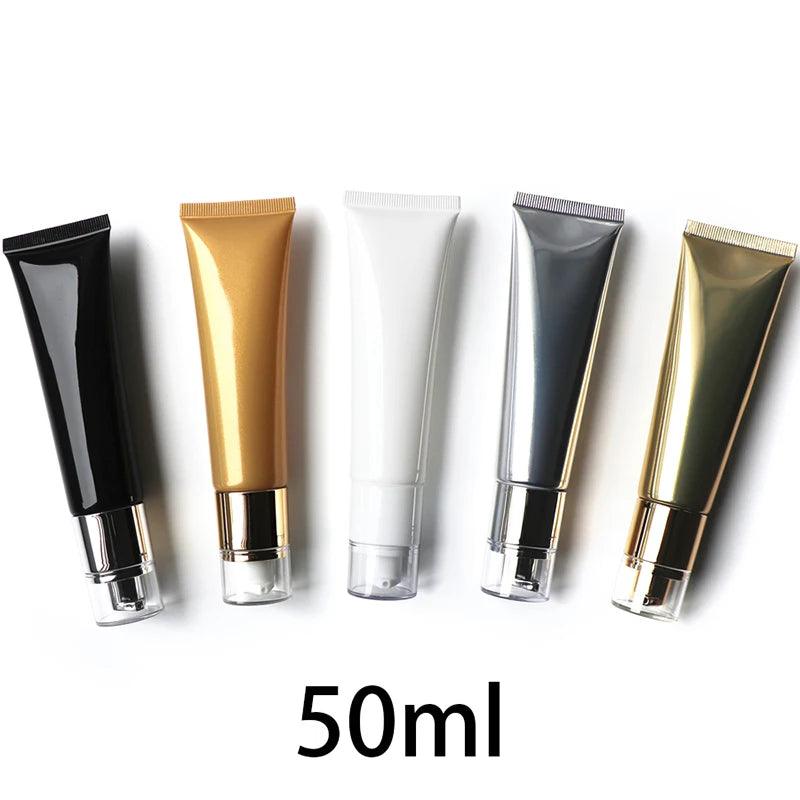 50ml Empty Airless Pump Bottle 50g Cosmetics Cream Squeeze Tube Makeup Foundation Packaging Container White Black Silver Gold - Urbanew