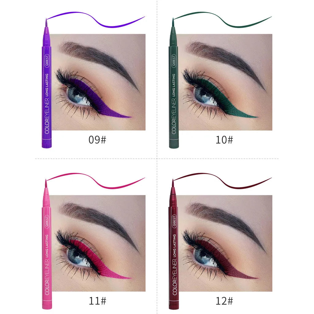 Makeup 12 Color Eyeliner Liquid Waterproof Easy To Wear Make Up Matte Eye Liner Blue Red Green White Gold Brown Eyleliner