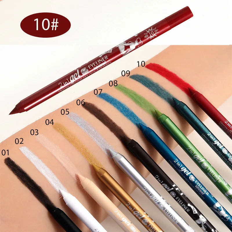 Waterproof Eyeliner Gel Pencil Red Brown White Ultra-slim Soft Easy Wear High Pigment Lip Liner Professional Lasting Eyes Makeup