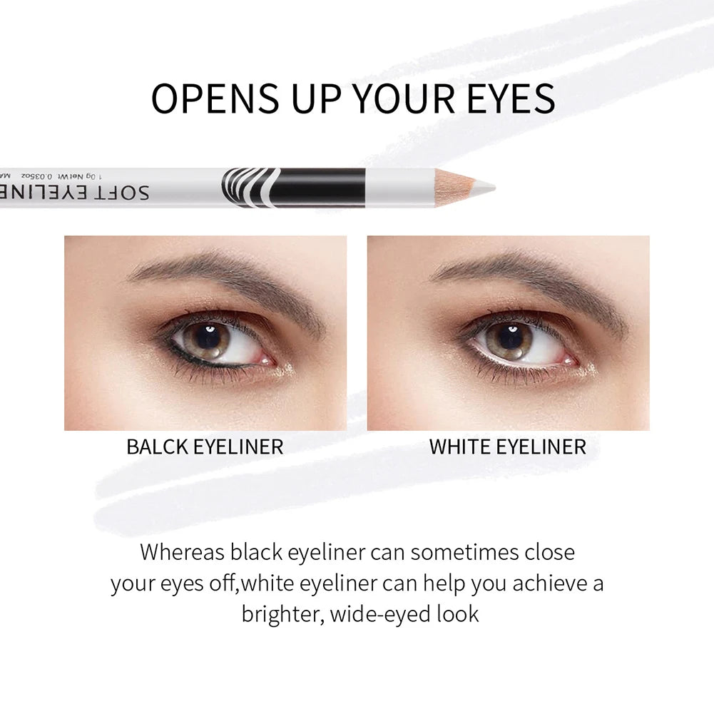 Waterproof White Eyeliner Pencil Quick-Dry Long-Lasting No Blooming Eye Liner Pen Professional Woman Makeup Beauty Cosmetic Tool