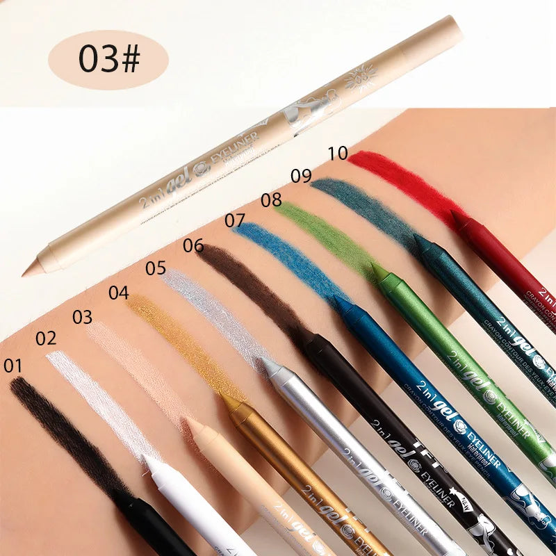 Waterproof Eyeliner Gel Pencil Red Brown White Ultra-slim Soft Easy Wear High Pigment Lip Liner Professional Lasting Eyes Makeup