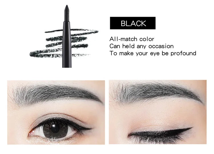 1Pcs Waterproof Black Brown Smooth Eyeliner Pencil Permanent Makeup Eyleliner Pen Long Lasting Automatic Eyes Makeup Tools