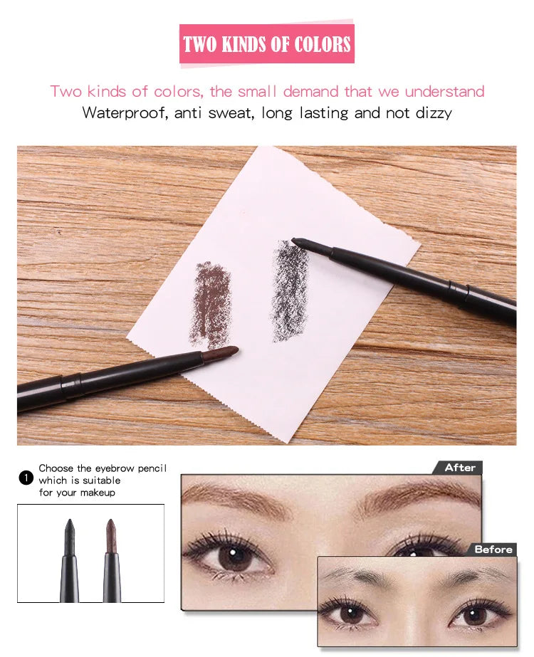 1Pcs Waterproof Black Brown Smooth Eyeliner Pencil Permanent Makeup Eyleliner Pen Long Lasting Automatic Eyes Makeup Tools