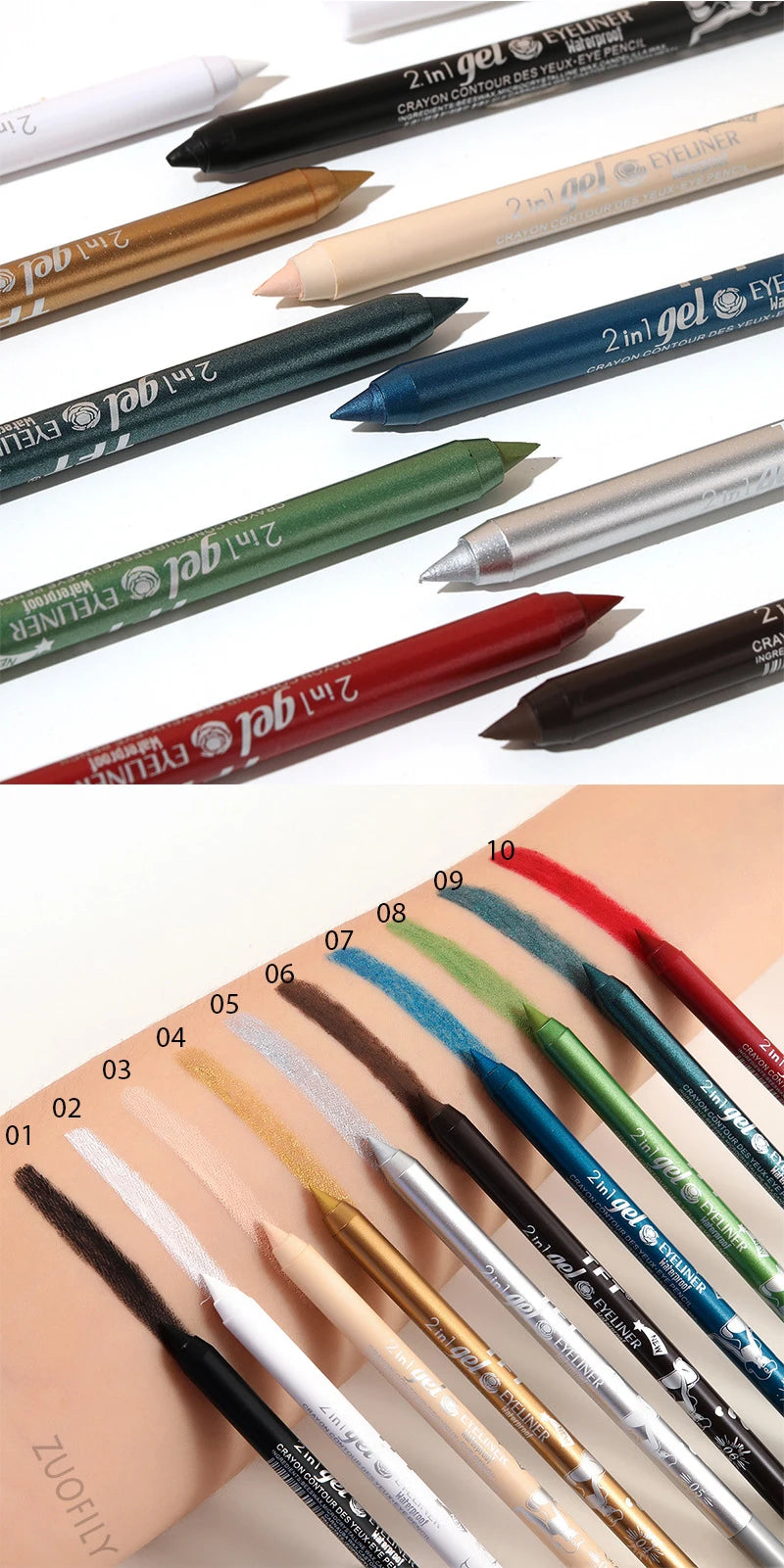 Waterproof Eyeliner Gel Pencil Red Brown White Ultra-slim Soft Easy Wear High Pigment Lip Liner Professional Lasting Eyes Makeup