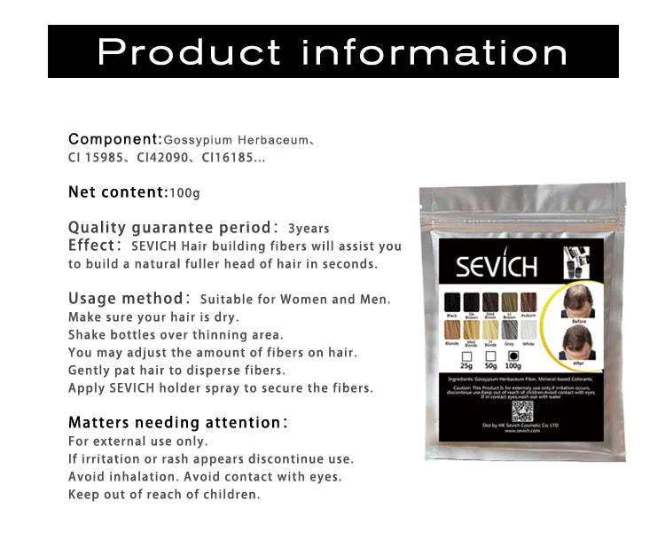 Sevich Hair Building Fibers Kit - Instant Fullness & Concealment for Thinning Hair (Refill + Applicator)