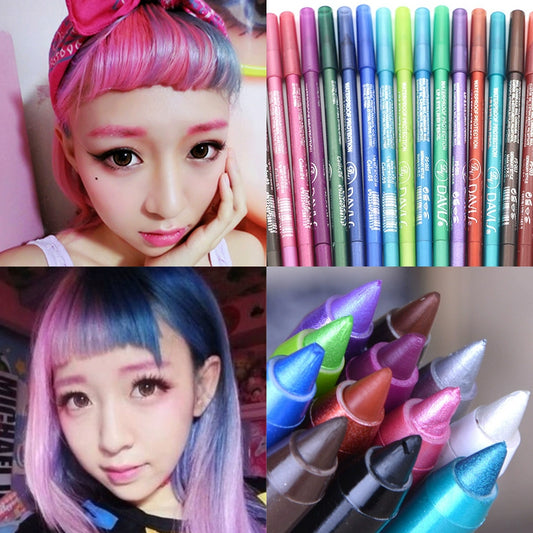 Hot Yingju Harajuku Cosplay Color Eyeliner Pen Eyeliner Lipstick Eyebrow Pencil Wine Red Green Blue Purple Silver Pink