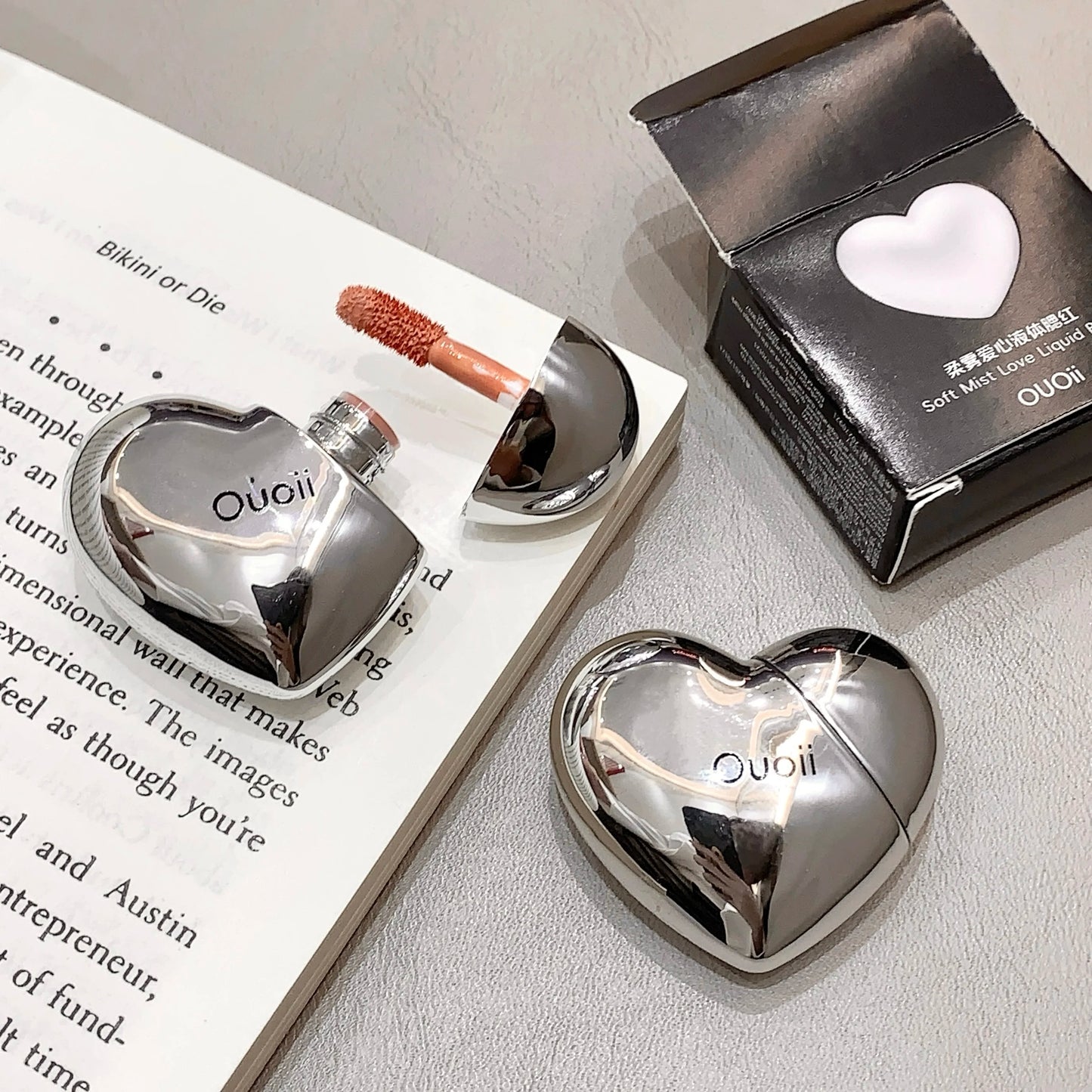 Beautiful Heart Shape Matte Liquid Blush Highly Pigmented Lightweight Long Wear Smooth Cute Silver Blush for Cheeks