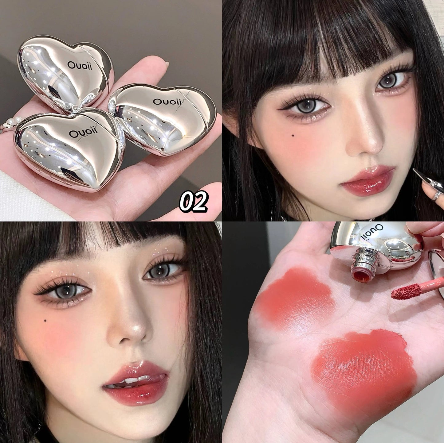 Beautiful Heart Shape Matte Liquid Blush Highly Pigmented Lightweight Long Wear Smooth Cute Silver Blush for Cheeks