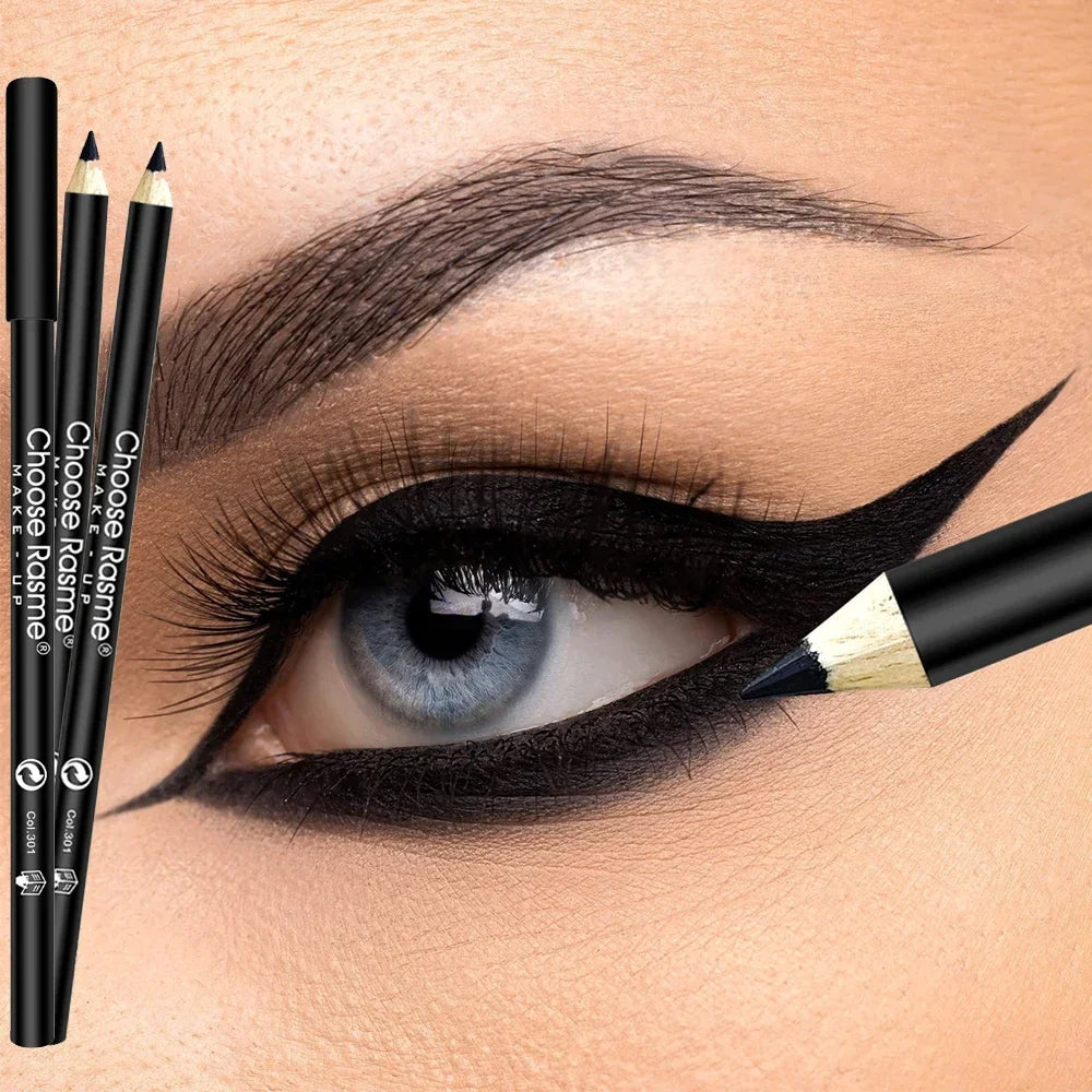 3Pcs Waterproof & Sweat-Proof Black Eyeliner Pencil Combined Lasting Smudge-Proof Bold Eye Makeup Easy Glide Formula for Perfe