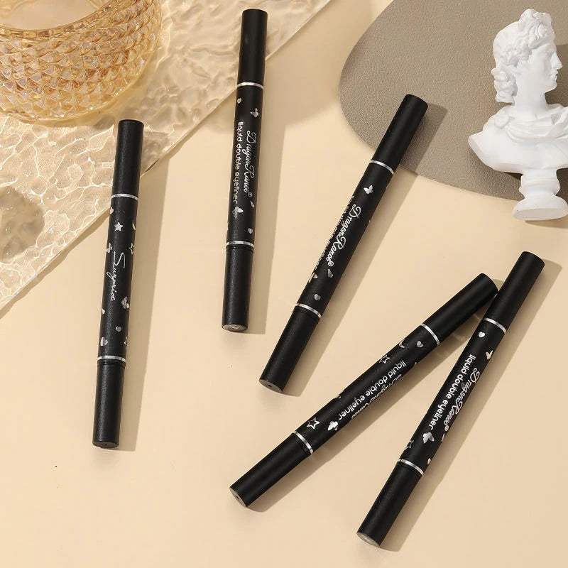 Waterproof Double Head Star Seal Eyeliner Long Lasting Makeup Non-smudging Novice Heart Plum Embellished Eye Tail Eyeliner