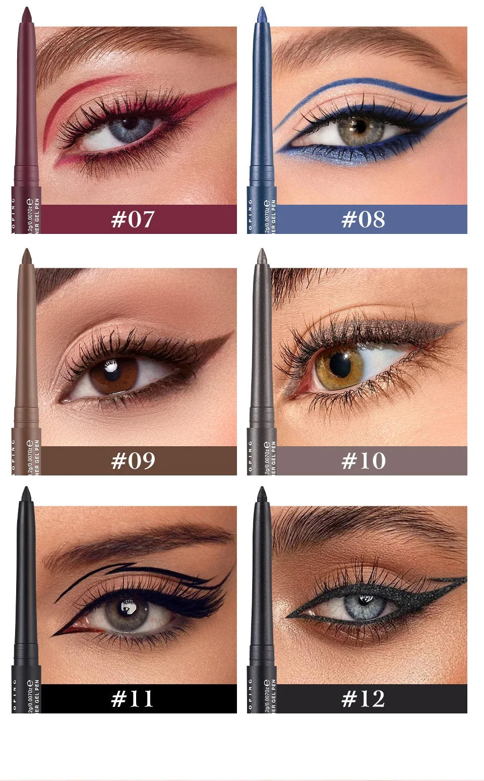 Matte Glitter Gel Eyeliner Pencil Smooth Waterproof Blue Brown Eyeliner Fast Dry Matte Concealer Pen Long Lasting Eyes Makeup