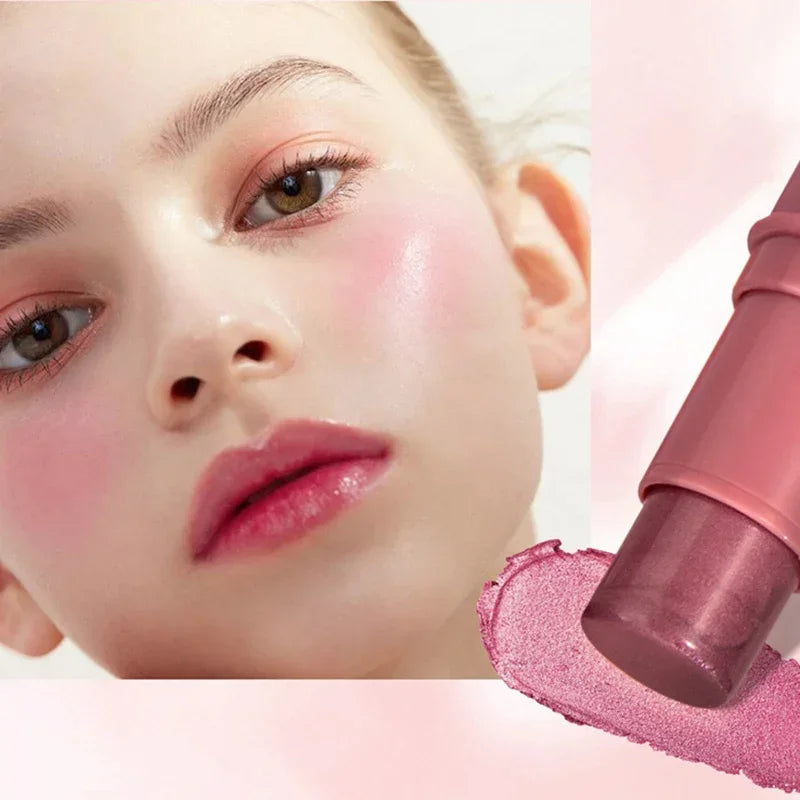 3-in-1 Cheek Blush Stick Lip Tinted Eyes Cheek Lips Brighten Cream Water-resistant Moisturizing Face Contouring Shadow Blusher