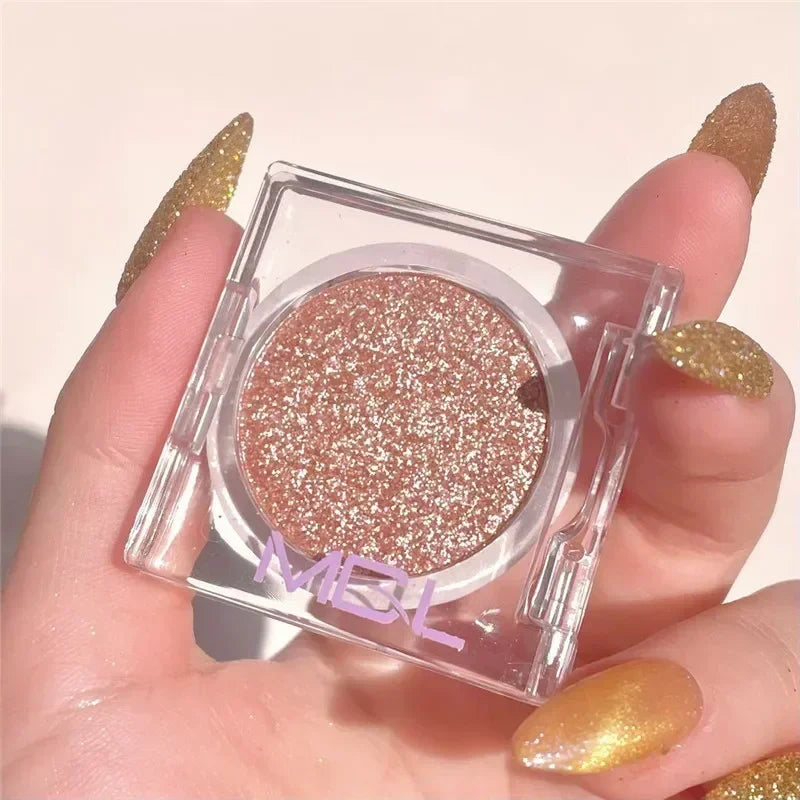 1Pc Diamond Glitter Eyeshadow Shiny Pearlescent White Brown with Flash Eye Shadow Palette Long Lasting Eyes Makeup Cosmetics