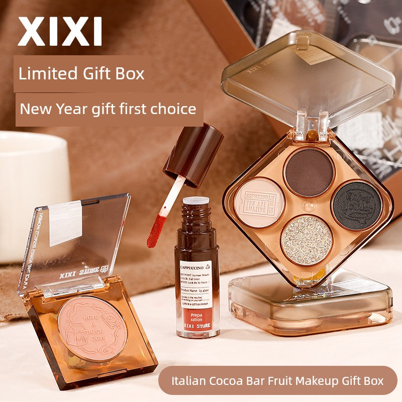 Xixi Three-Piece Set Blush Lip Mud Four-Color Eye Shadow Gift