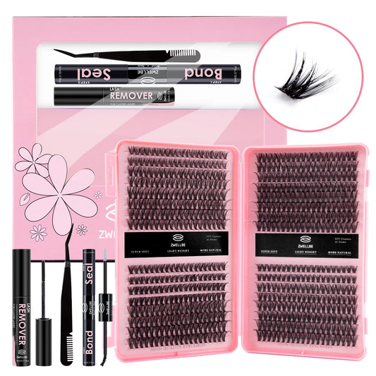 640pcs Clusters Kit D Curl  Eyelash Extension Kit With Lash Bond and Seal, Eyelash Remover, Applicator, Eyelash Book DIY at home