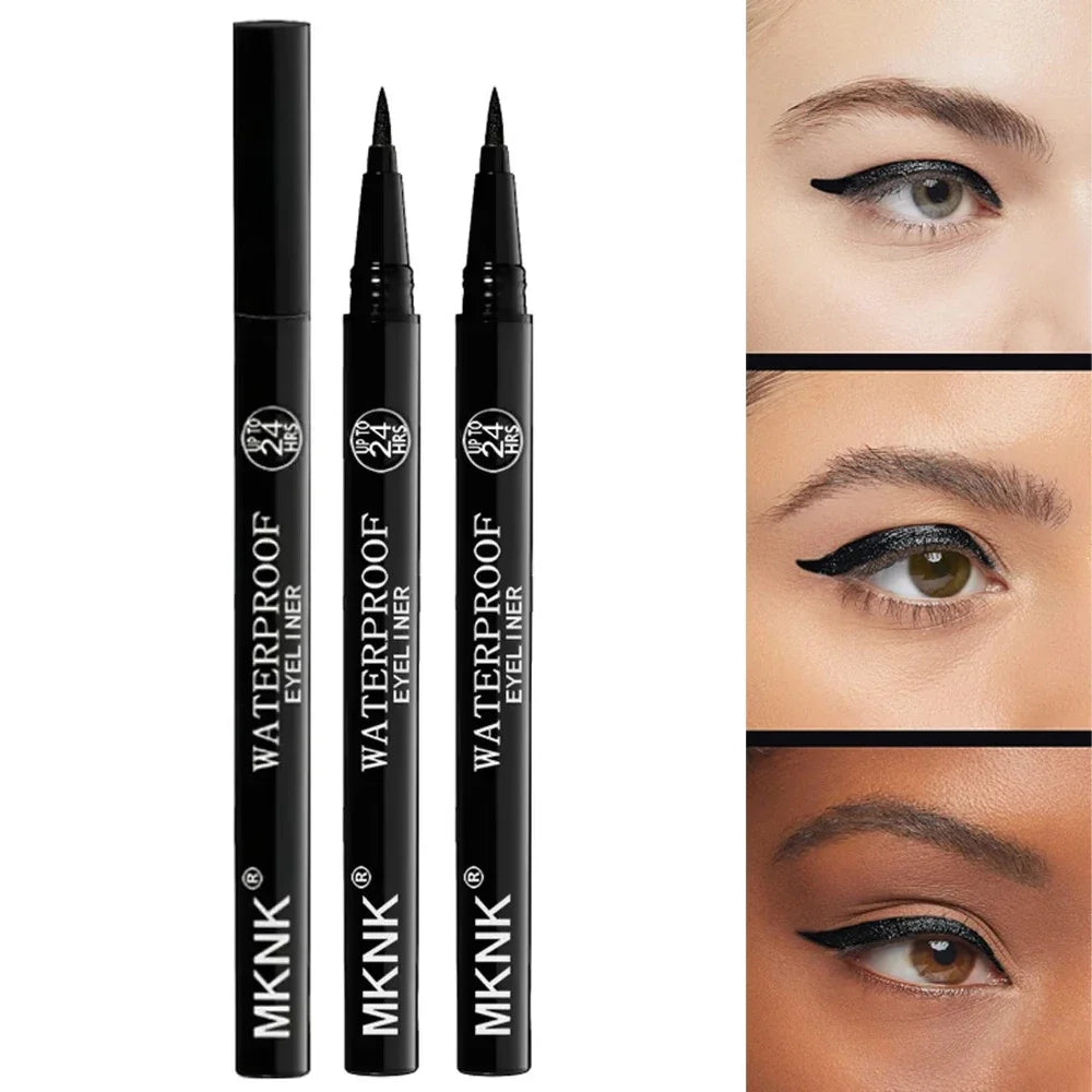 3pcs Waterproof Black Eyeliner Pencils-Smudge-Proof Long-Lasting &Beginner-Friendly Wooden Eyebrow Liner Pen Makeup Combined