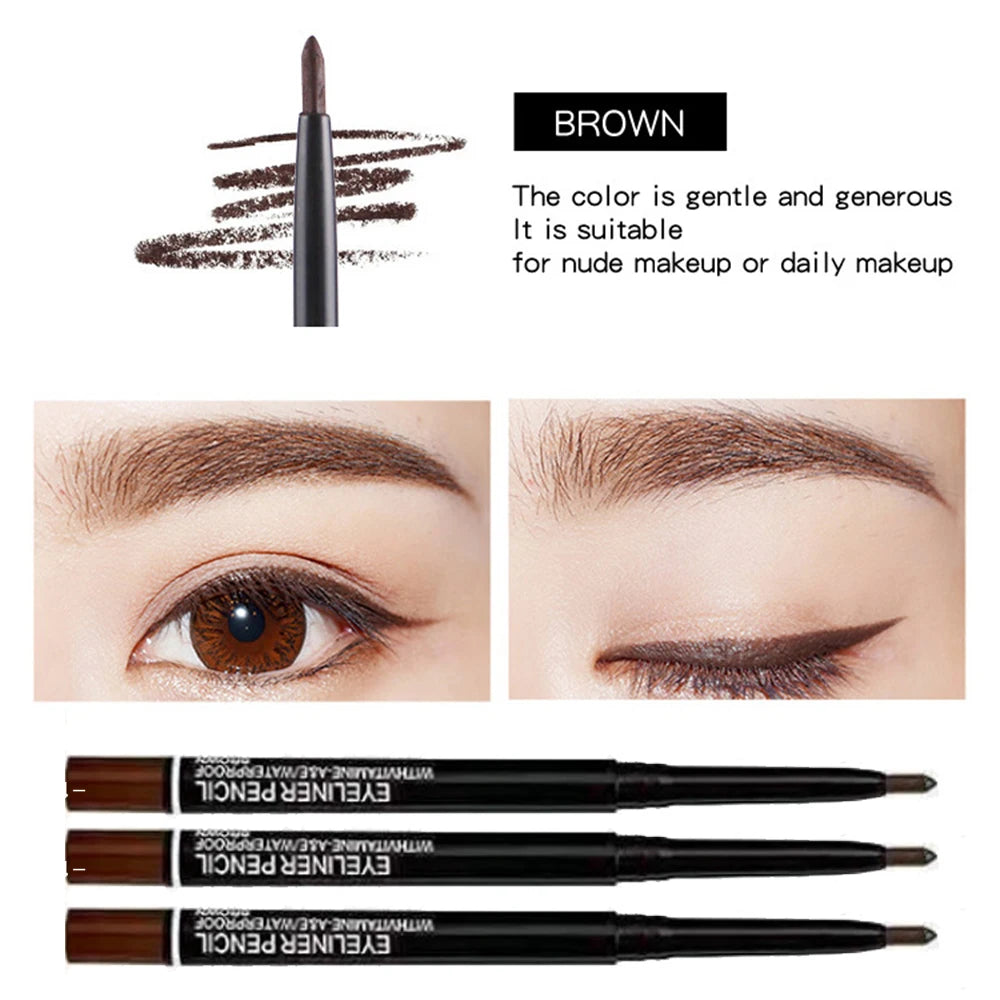 3Pcs Waterproof & Sweat-Proof Black Eyeliner Pencil Combined Lasting Smudge-Proof Bold Eye Makeup Easy Glide Formula for Perfe