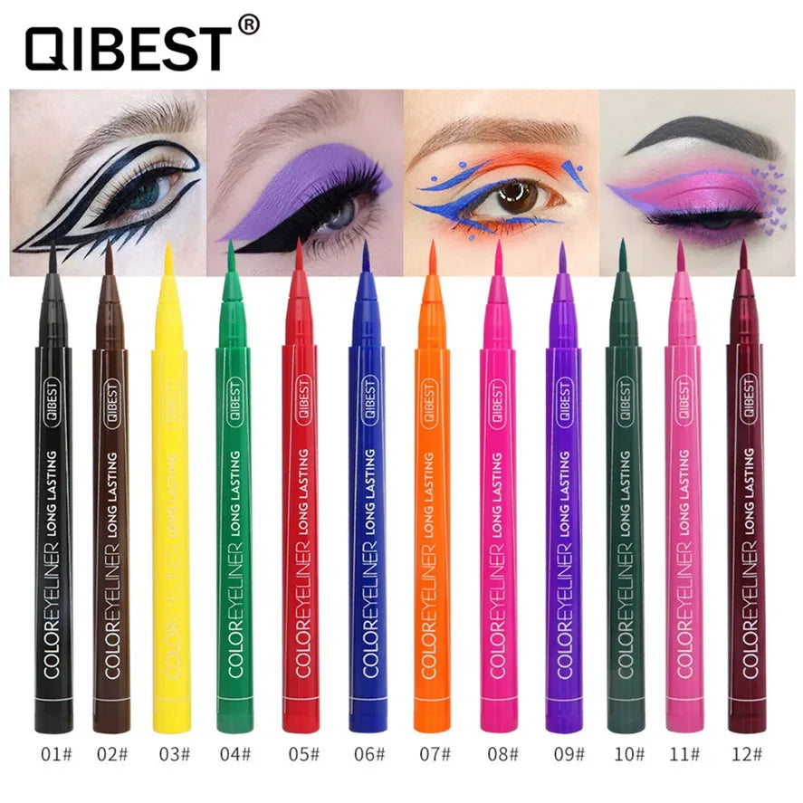 Makeup 12 Color Eyeliner Liquid Waterproof Easy To Wear Make Up Matte Eye Liner Blue Red Green White Gold Brown Eyleliner