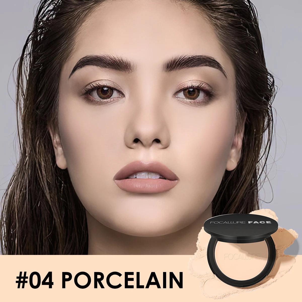 FOCALLURE 9 Colors Pressed Powder Waterproof Long-lasting Full Coverage Face Compact Setting Powder Makeup Foundation Cosmetics - Urbanew