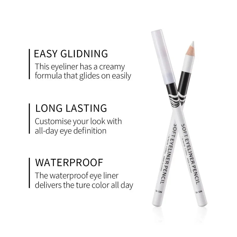 White Eyeliner Makeup Lasting Smooth Matte Eye liner Pencil Make up Easy To Wear Eyes Brightener Waterproof Fashion Eyes Pencils