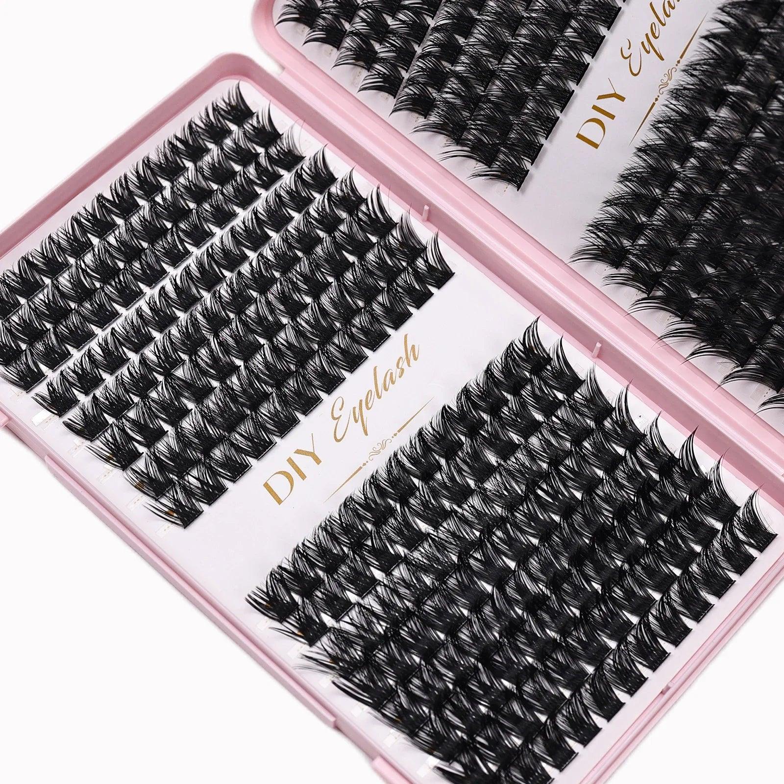 Individual Lashes 10-14mm 384pcs Cluster Lashes Natural Look Mixed Tray DIY Eyelash Extension Volume Clusters Eyelashes - Urbanew