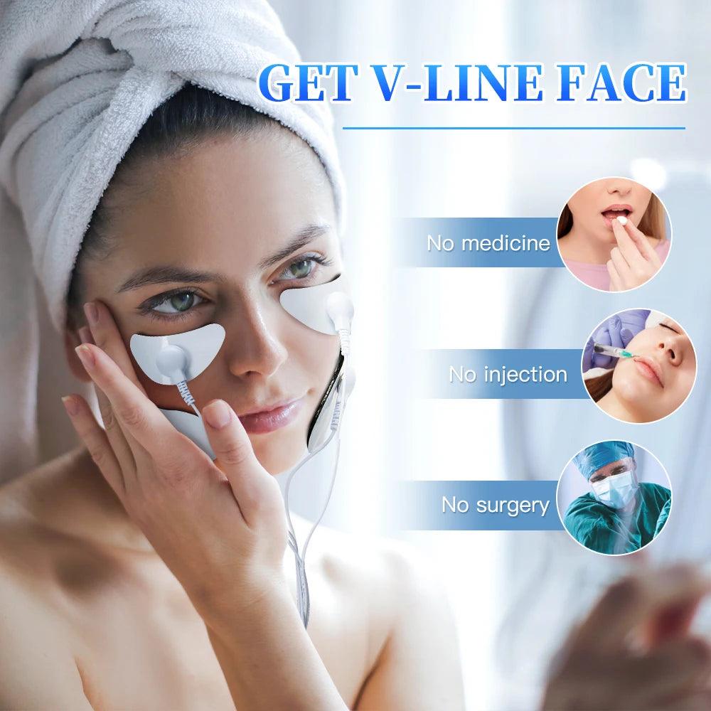 Ems Facial Massage Lifting Firming Anti-Wrinkle Low-Frequency Pulse Crescent Shaped Electric V-Face Slim Eye Beauty Skin Tighte - Urbanew