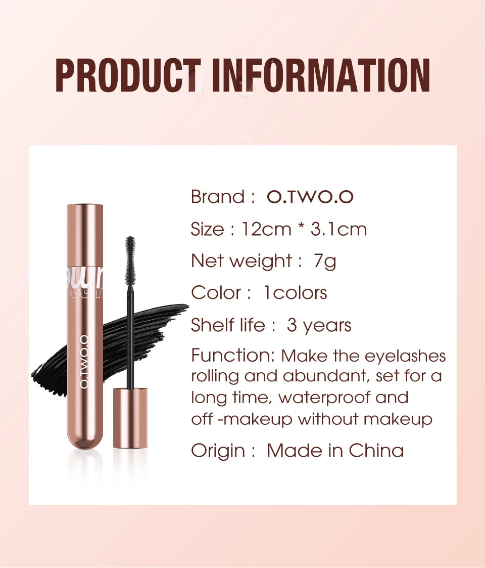 O.TWO.O Mascara Waterproof 4D Silk Fiber Curling Volume Lashes Thick Lengthening  Nourish Eyelash Extension High Quality Makeup