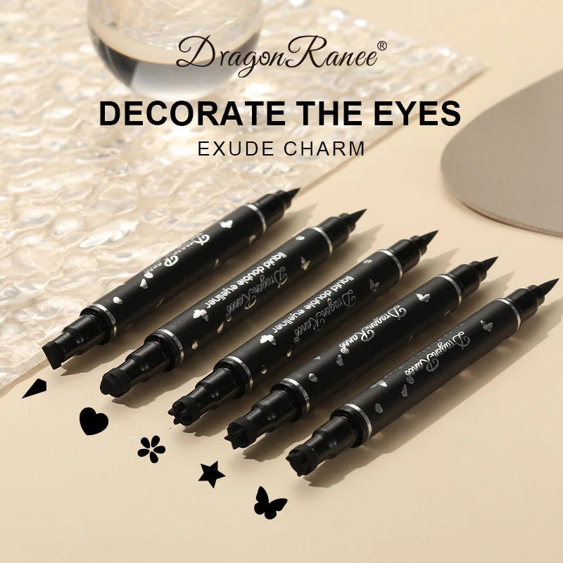 Waterproof Double Head Star Seal Eyeliner Long Lasting Makeup Non-smudging Novice Heart Plum Embellished Eye Tail Eyeliner