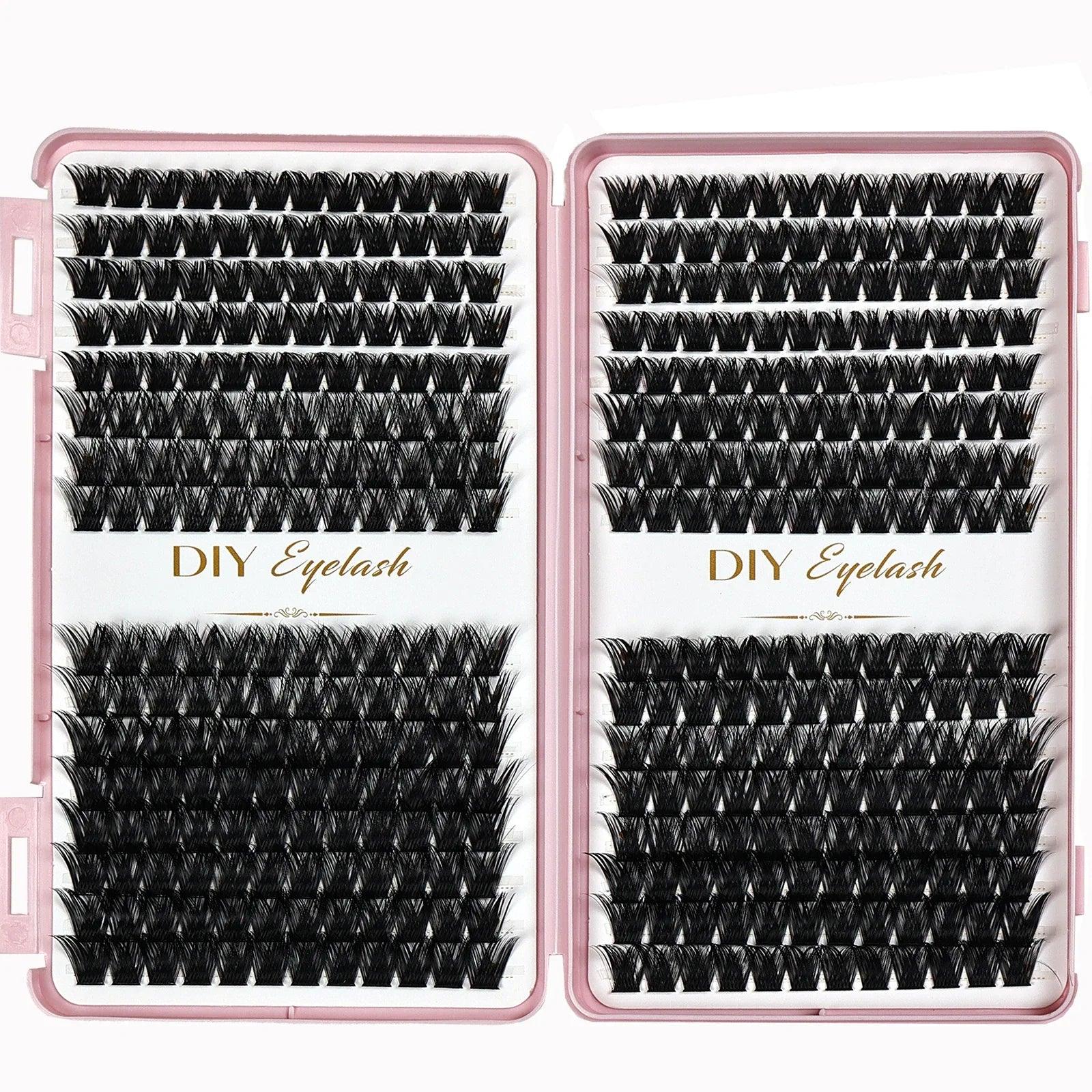 Individual Lashes 10-14mm 384pcs Cluster Lashes Natural Look Mixed Tray DIY Eyelash Extension Volume Clusters Eyelashes - Urbanew