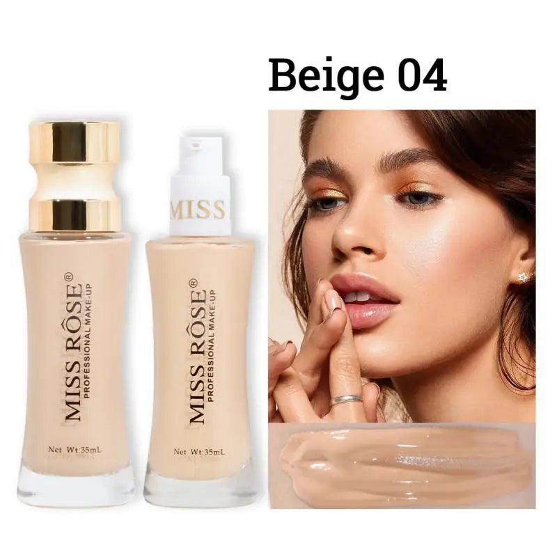 MISS ROSE 35ml Facial Makeup Foundation Liquid Natural Lasting Clear Concealer Light Moisturizing Foundation Cream Brighten Tone - Urbanew