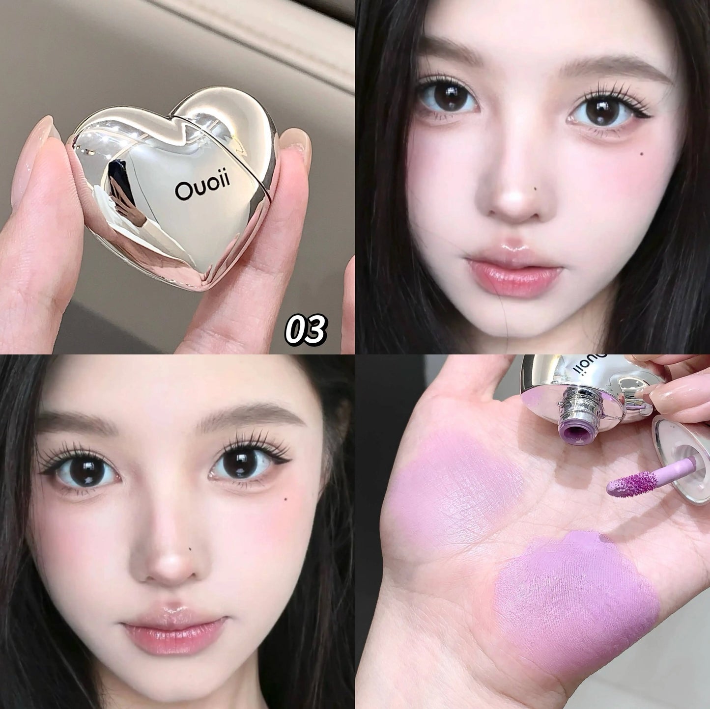 Beautiful Heart Shape Matte Liquid Blush Highly Pigmented Lightweight Long Wear Smooth Cute Silver Blush for Cheeks