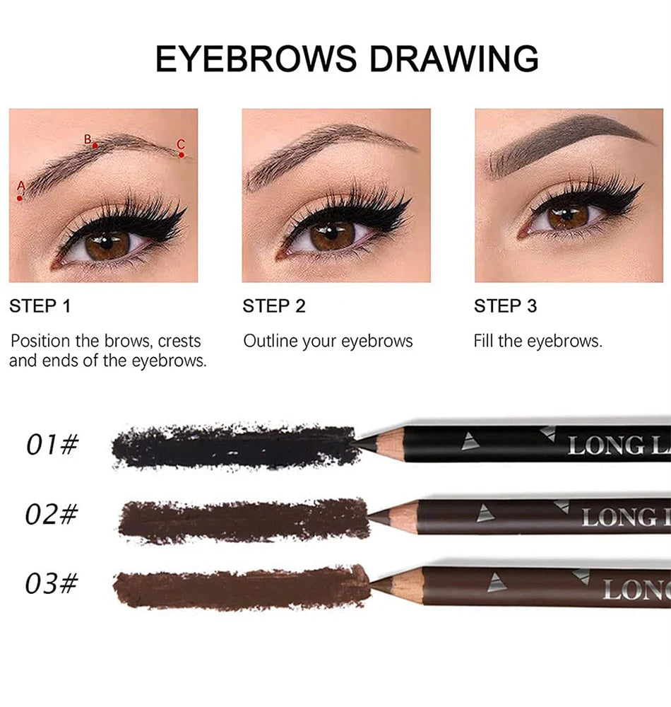 6/12Pcs Eye Brow Pencil Waterproof Professional Women Eye Makeup Pen Easy Color Natural Black Brown Cosmetic Beauty Eyebrow Tool