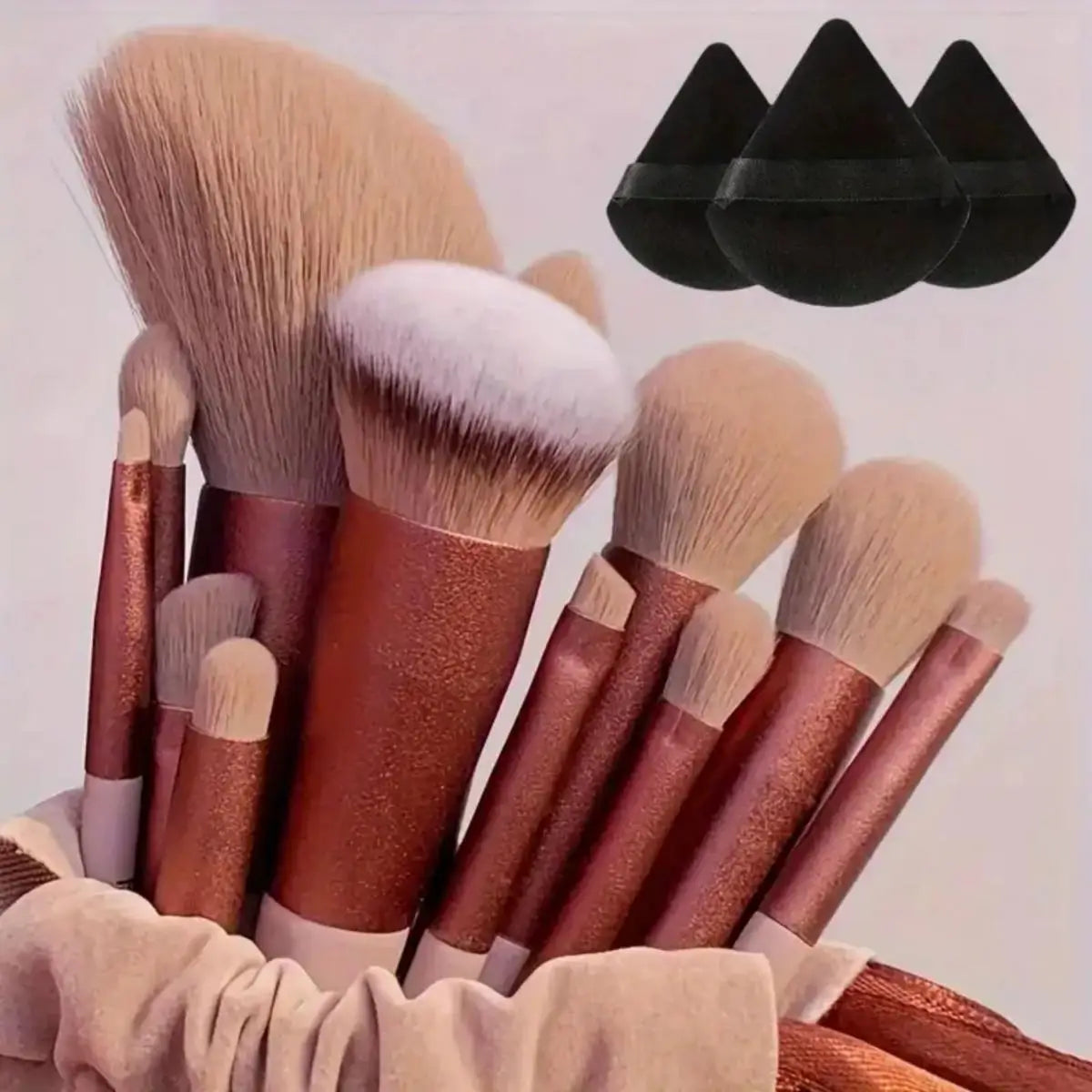 13pcs Premium Synthetic Nylon Bristle Makeup Brush Set - Soft, Gentle, and Cruelty-Free for Flawless Foundation, Blush, Powder,