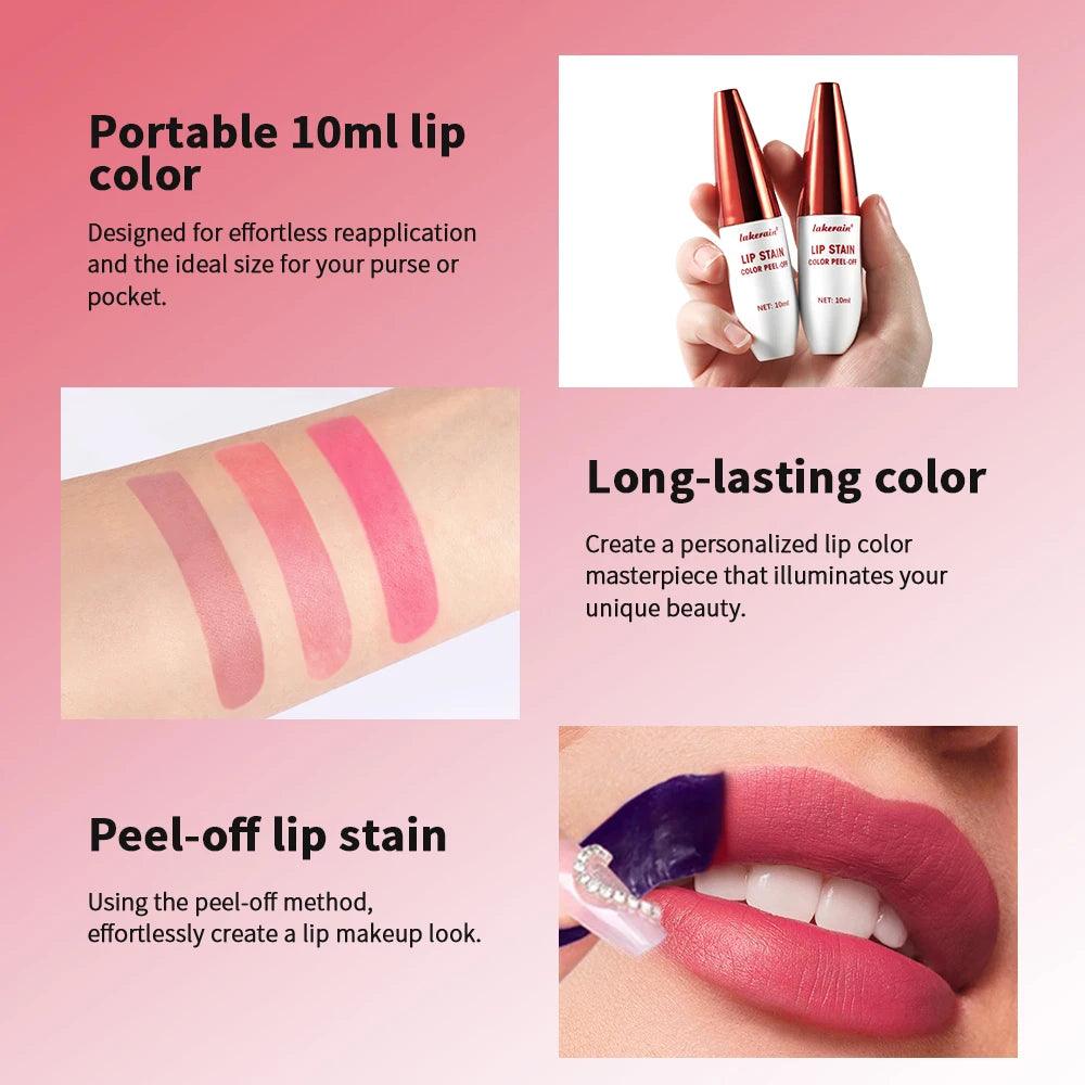 3 Colors Lip Stain Color Peel-Off Stick Set Long-lasting Waterproof Pink Liquid Lip Gloss No Fading And Non-stick Cup Lip Gloss - Urbanew