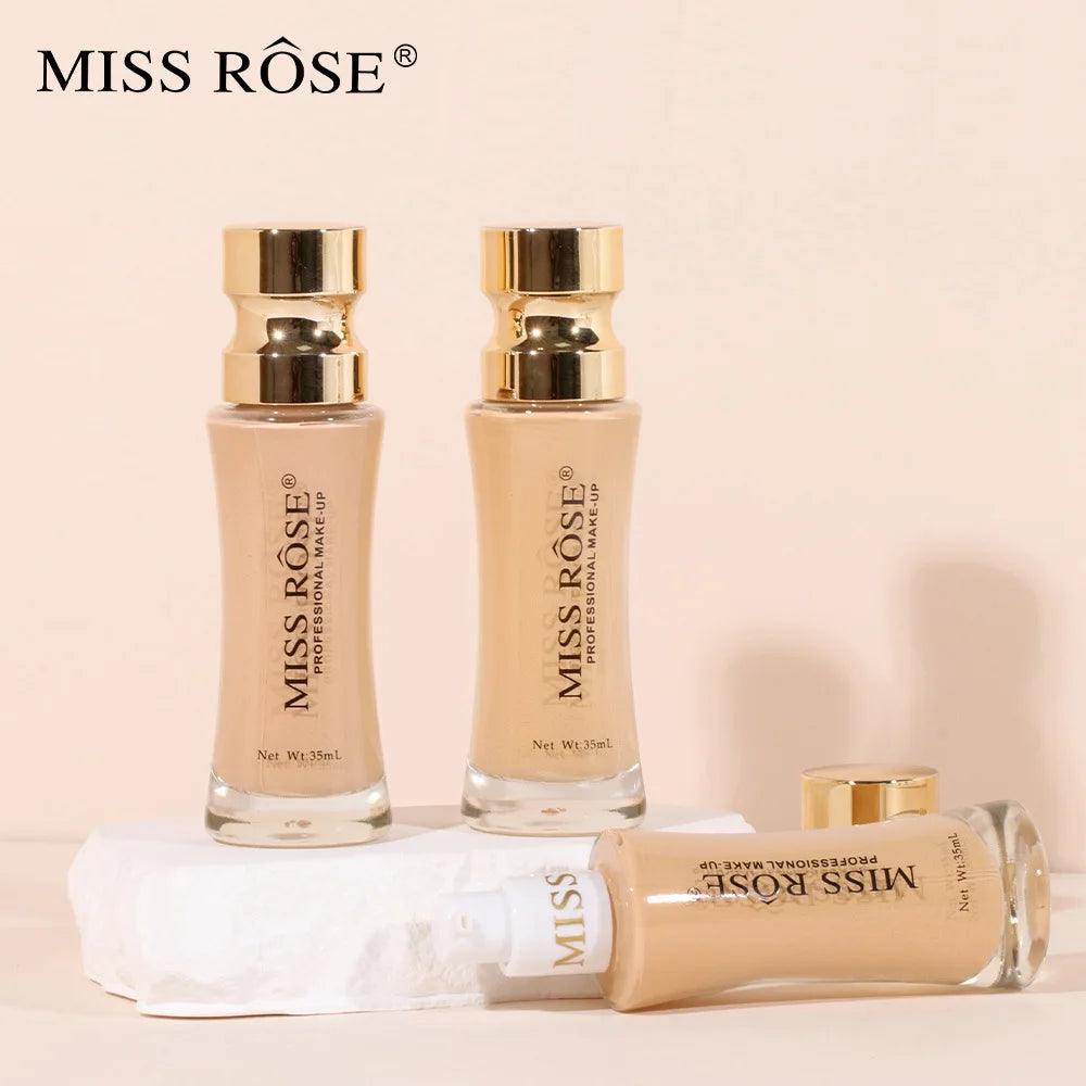 MISS ROSE 35ml Facial Makeup Foundation Liquid Natural Lasting Clear Concealer Light Moisturizing Foundation Cream Brighten Tone - Urbanew