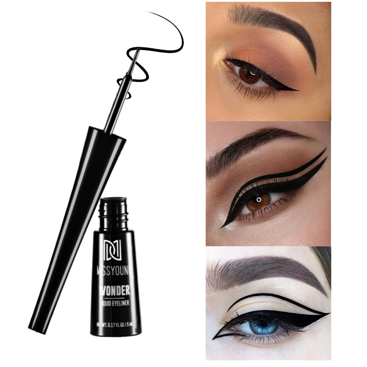 3-Color Matte Eyeliner In Grey Blue Black For Gray Look Waterproof Fade-Proof Formula Easy To Apply Brush Y2K Liquid Eyeliner