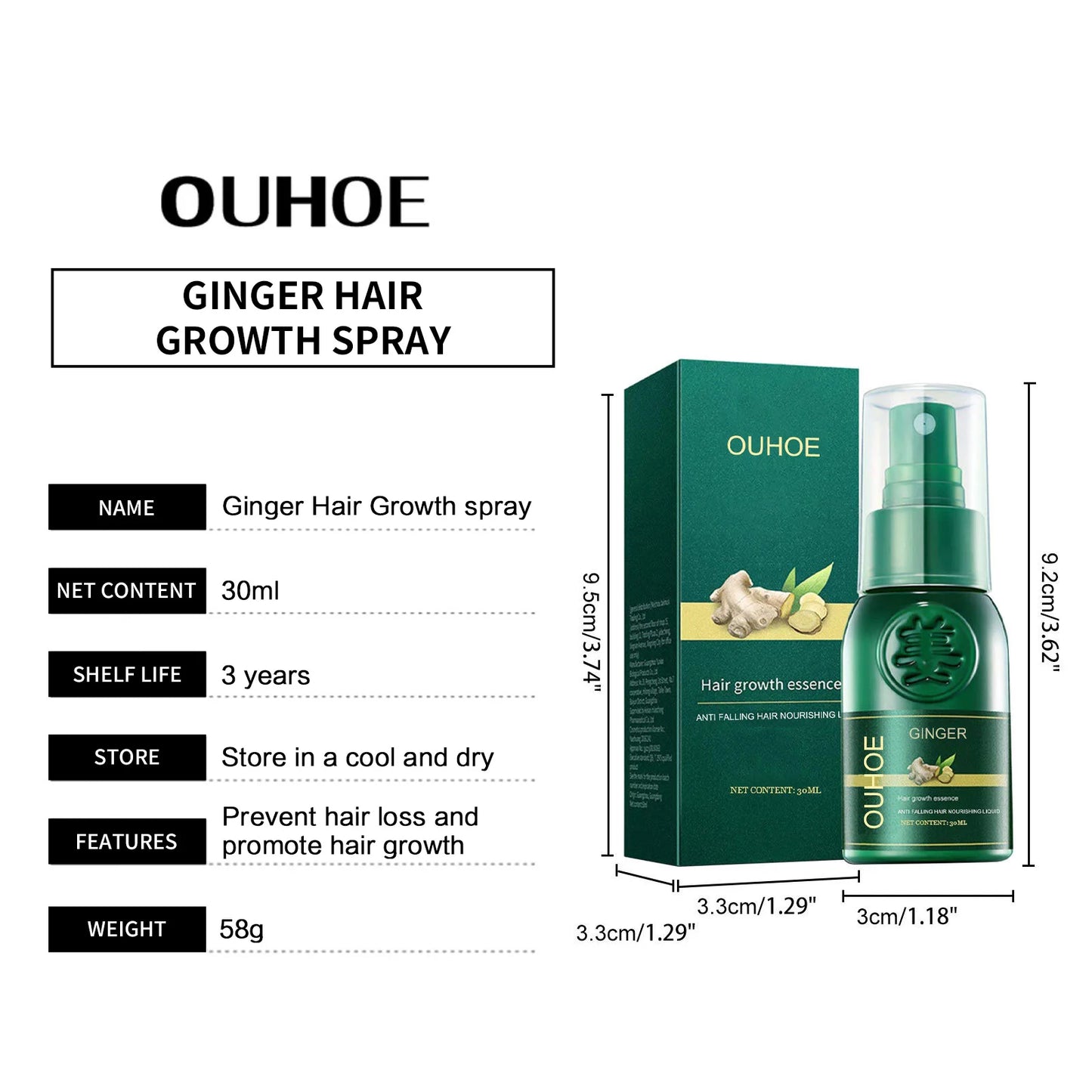 OUHOE Hair Growth Serum - Revitalize Thinning Hair & Promote Healthy Growth (30ml)