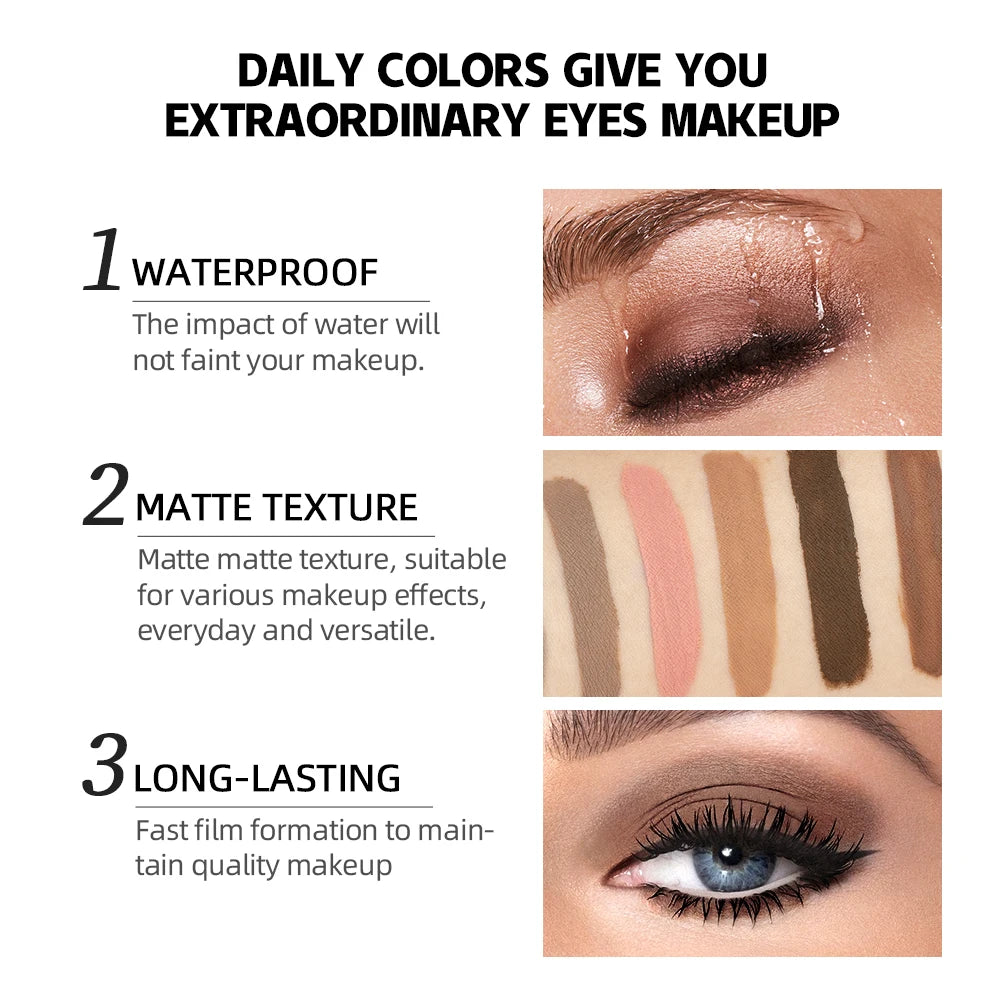 QiBest Matte Liquid Eyeshadow - Waterproof, Long-Lasting Pigment (8 Shades)