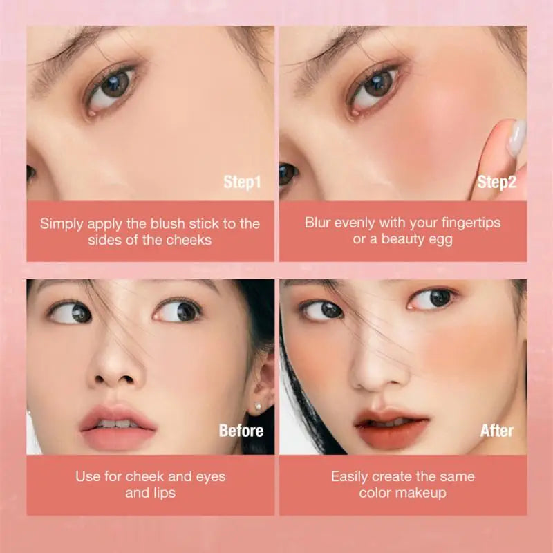 6 Colors Rouge Cheeks Contouring Blush Stick Multi-function Waterproof Lasting Blusher Brightening Blusher Cream Natural Makeup