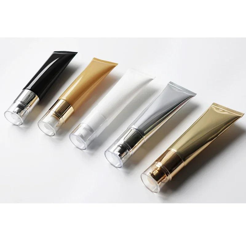 50ml Empty Airless Pump Bottle 50g Cosmetics Cream Squeeze Tube Makeup Foundation Packaging Container White Black Silver Gold - Urbanew