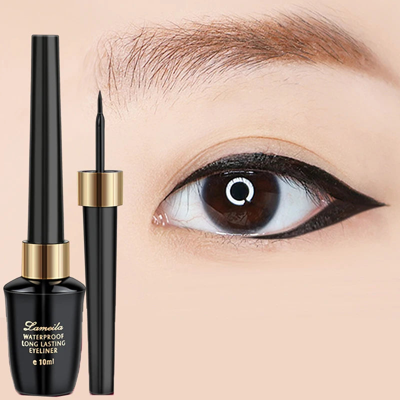 1pcs 10ml Black Liquid Eyeliner Waterproof Makeup Eye Liner Pencil Quick-drying Ultra-fine Brush Head Liquid Eyeliner Pen Korean