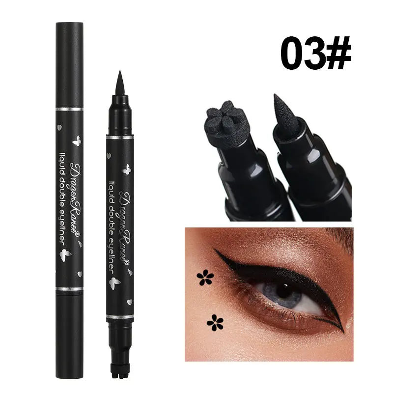 Waterproof Double Head Star Seal Eyeliner Long Lasting Makeup Non-smudging Novice Heart Plum Embellished Eye Tail Eyeliner