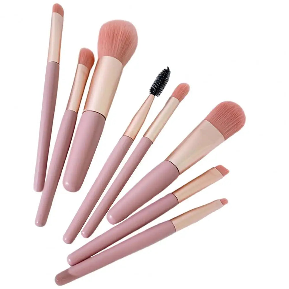 8Pcs/Set Makeup Brushes Soft Bristles Foundation Blend Blush Lip Nose Shadow Eyeshadow Eyebrow Lash Brush Set for Beginner