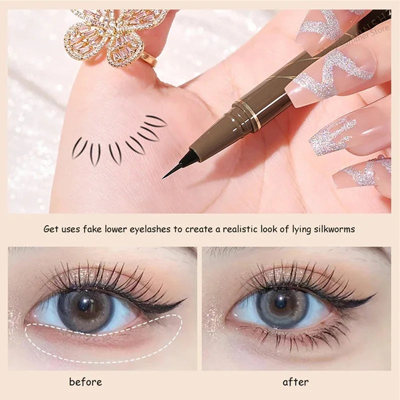 Ultra-fine Matte Liquid Eyeliner Pencil Waterproof Quick Drying Black Brown Lying Silkworm Lower Eyelashes Eye Makeup Eyeliner